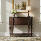 Brown Half Moon Console Table