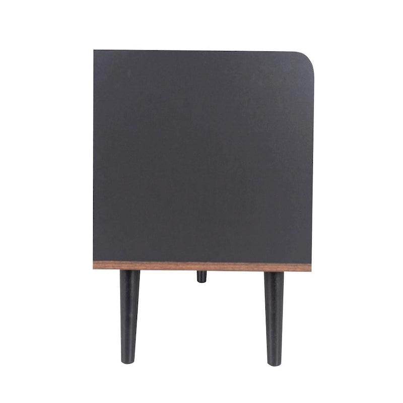 63 Inch Mid Century Modern TV Cabinet Dark Brown Black