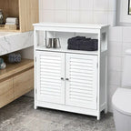 Bathroom Storage Wood Floor Cabinet with Double Shutter Door