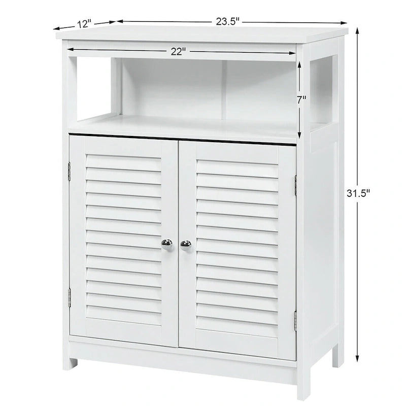 Bathroom Storage Wood Floor Cabinet with Double Shutter Door