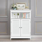 Bathroom Storage Wood Floor Cabinet with Double Shutter Door