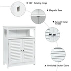 Bathroom Storage Wood Floor Cabinet with Double Shutter Door