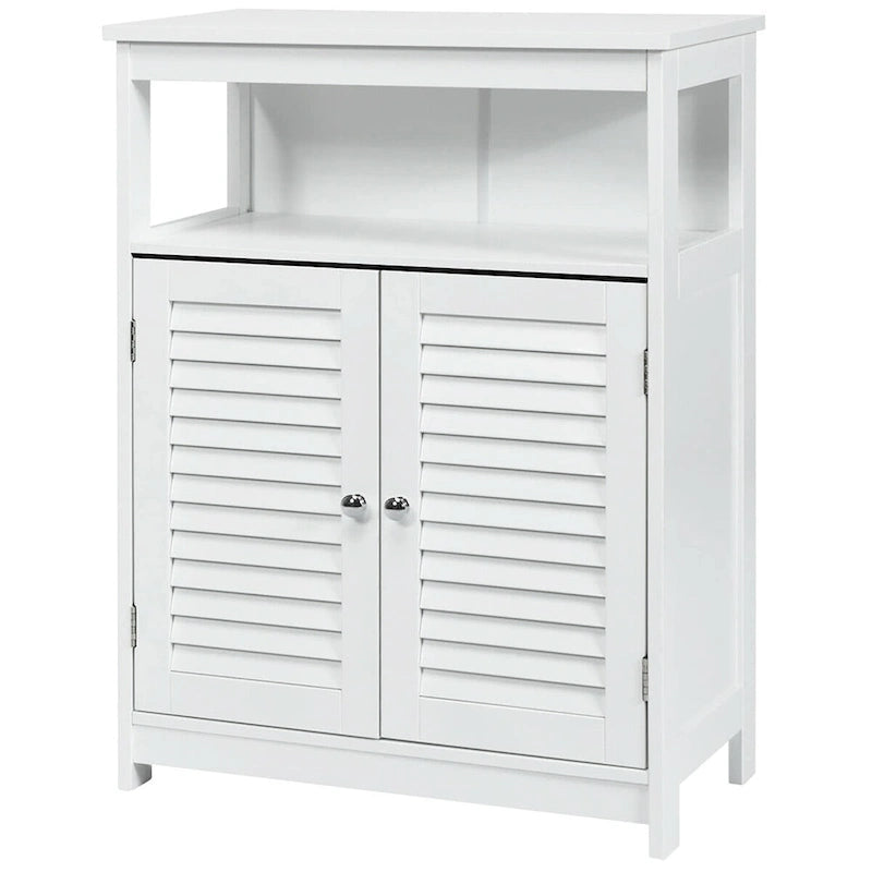 Bathroom Storage Wood Floor Cabinet with Double Shutter Door