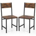 Set of 2 Dining Chairs w/Metal Legs Slanted Back Wide Seat for