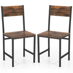 Set of 2 Dining Chairs w/Metal Legs Slanted Back Wide Seat for