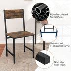 Set of 2 Dining Chairs w/Metal Legs Slanted Back Wide Seat for