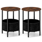 1/2 PCS Round End Table with Felt Storage Basket Sturdy Metal
