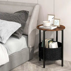 1/2 PCS Round End Table with Felt Storage Basket Sturdy Metal