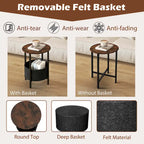 1/2 PCS Round End Table with Felt Storage Basket Sturdy Metal