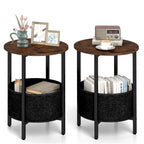 1/2 PCS Round End Table with Felt Storage Basket Sturdy Metal