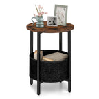 1/2 PCS Round End Table with Felt Storage Basket Sturdy Metal