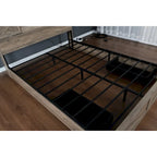 Queen Size Platform Bed with LED Headboard And Charging Station , Barn Door Design, App-Controlled RGB Lights