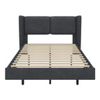 Velvet Floating Platform Bed Frame with Under-Bed Smart LED Lights 6 Storage Space & Easy Assembly