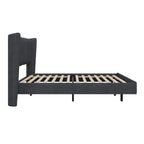 Velvet Floating Platform Bed Frame with Under-Bed Smart LED Lights 6 Storage Space & Easy Assembly