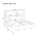 Velvet Floating Platform Bed Frame with Under-Bed Smart LED Lights 6 Storage Space & Easy Assembly