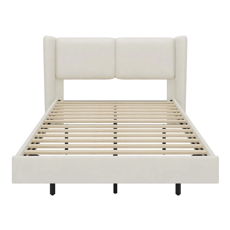 Velvet Floating Platform Bed Frame with Under-Bed Smart LED Lights 6 Storage Space & Easy Assembly