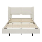 Velvet Floating Platform Bed Frame with Under-Bed Smart LED Lights 6 Storage Space & Easy Assembly