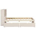 Modern Twin Size Bed with Built-in USB Port on Bookcase Headboard and 2 Drawers