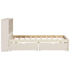 Modern Twin Size Bed with Built-in USB Port on Bookcase Headboard and 2 Drawers