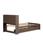 Modern Twin Size Bed with Built-in USB Port on Bookcase Headboard and 2 Drawers