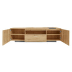 Grey,Natural Wood 70.86 TV Stand with 3 Cabinets & Drawer for TVs Up to 80