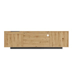 Grey,Natural Wood 70.86 TV Stand with 3 Cabinets & Drawer for TVs Up to 80