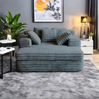 Corduroy Chaise Lounge with Convertible Sofa Bed Design & 2 Throw Pillows - Plush Armchair