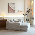 Corduroy Chaise Lounge with Convertible Sofa Bed Design & 2 Throw Pillows - Plush Armchair