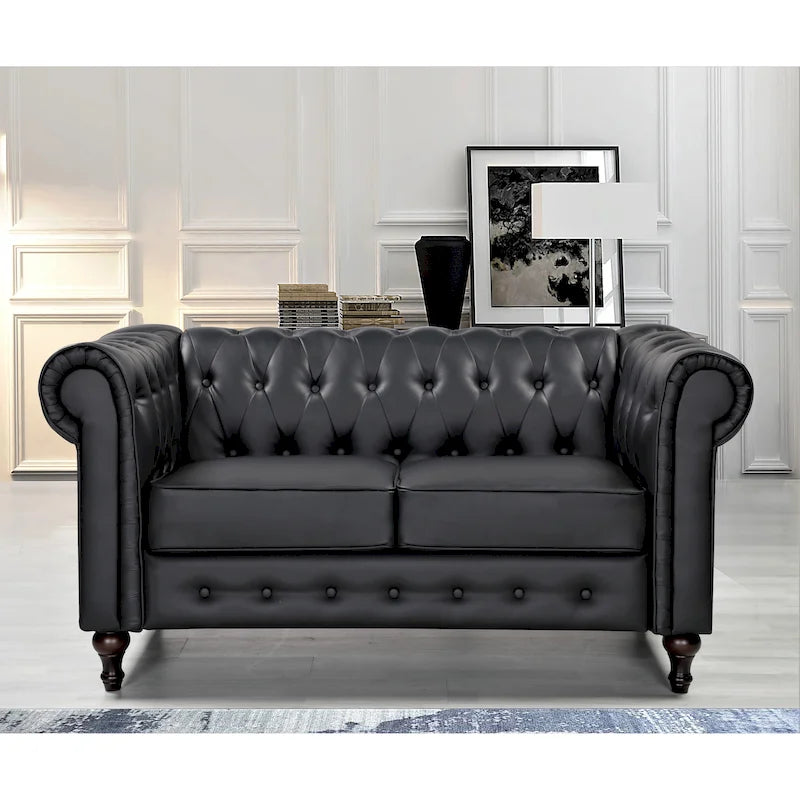 Velvet Upholstered Classic Chesterfield Loveseat