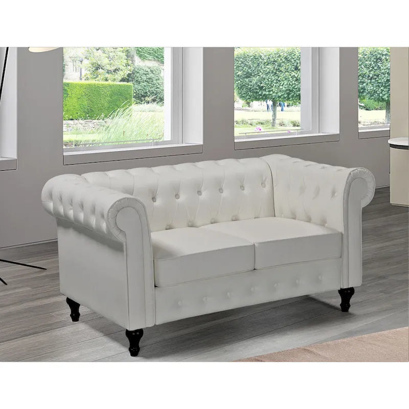 Velvet Upholstered Classic Chesterfield Loveseat