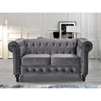 Velvet Upholstered Classic Chesterfield Loveseat