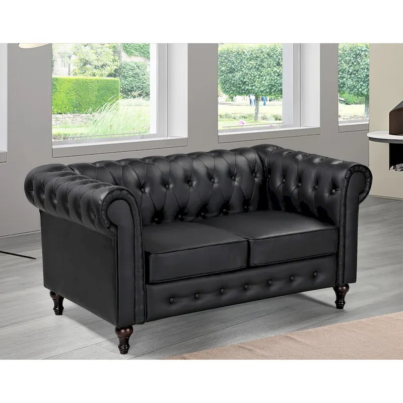 Velvet Upholstered Classic Chesterfield Loveseat