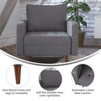 Compact Upholstered Tufted Chair with Wooden Legs