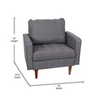 Compact Upholstered Tufted Chair with Wooden Legs
