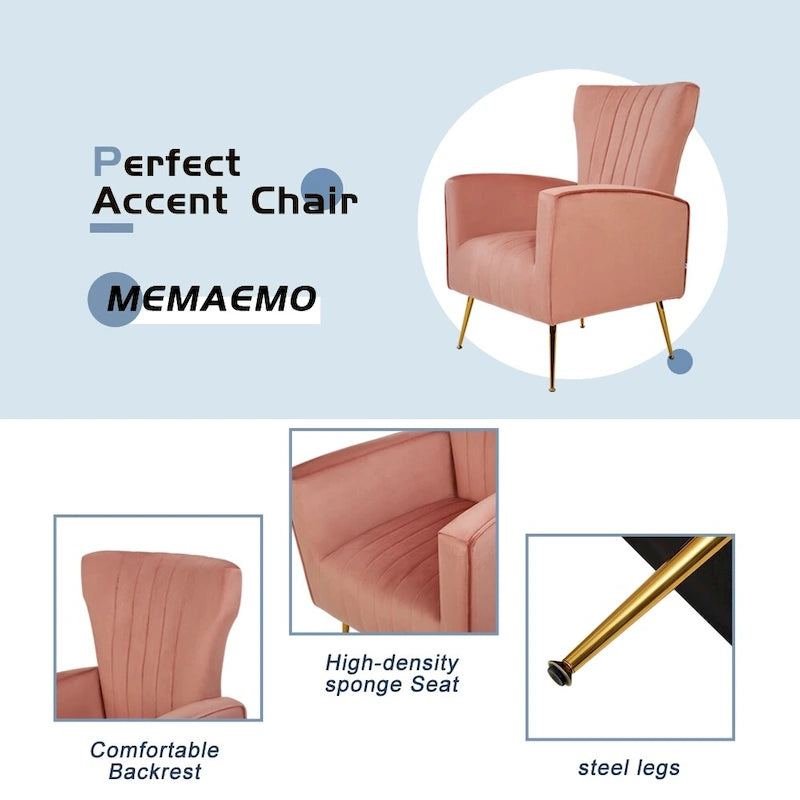Velvet Accent Chair with Gold Legs