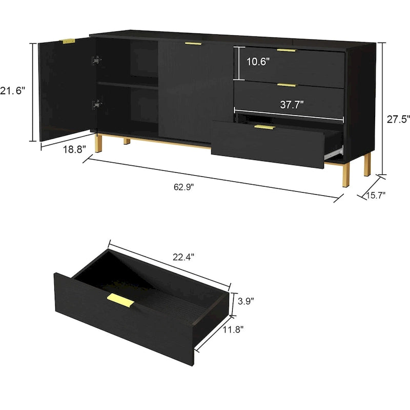 Mid-century Modern Dresser with Gold Legs