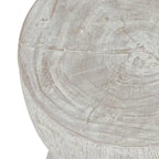 Round Solid Teak Wood Whitewash Pedestal Accent Table