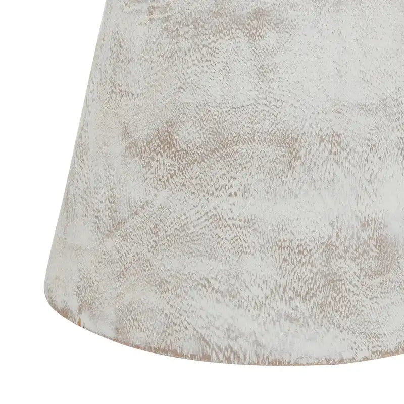 Round Solid Teak Wood Whitewash Pedestal Accent Table