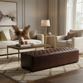 Copper Grove Pravets 78-inch Leather Bench with Diamond Stitch Detailing