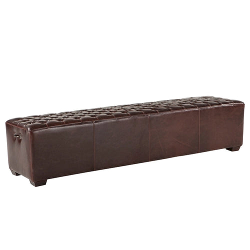 78-inch Leather Bench with Diamond Stitch Detailing