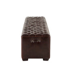 78-inch Leather Bench with Diamond Stitch Detailing