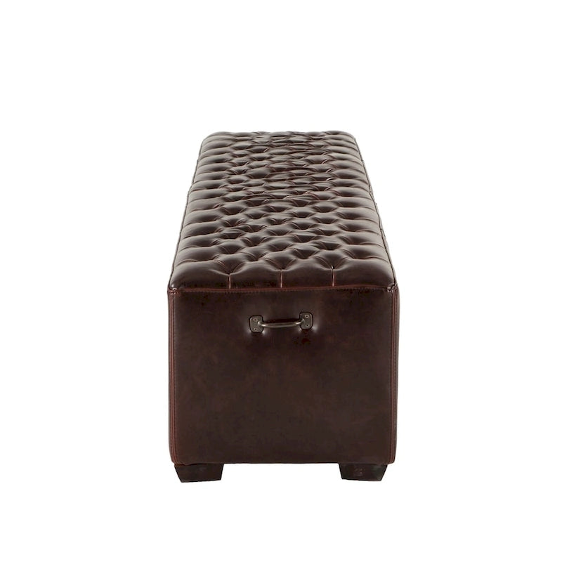 78-inch Leather Bench with Diamond Stitch Detailing