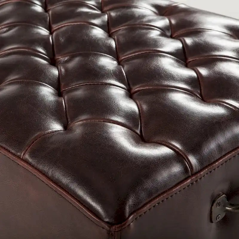 78-inch Leather Bench with Diamond Stitch Detailing