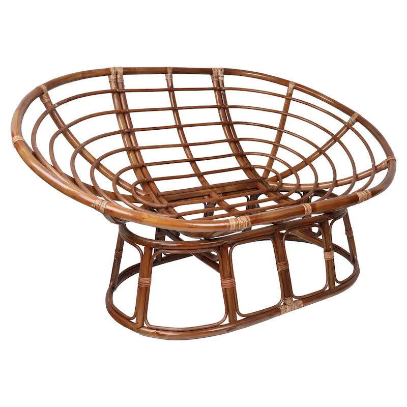 Multi-Color Rattan Double Papasan Chair with Tapestry Cushion, Seats 2