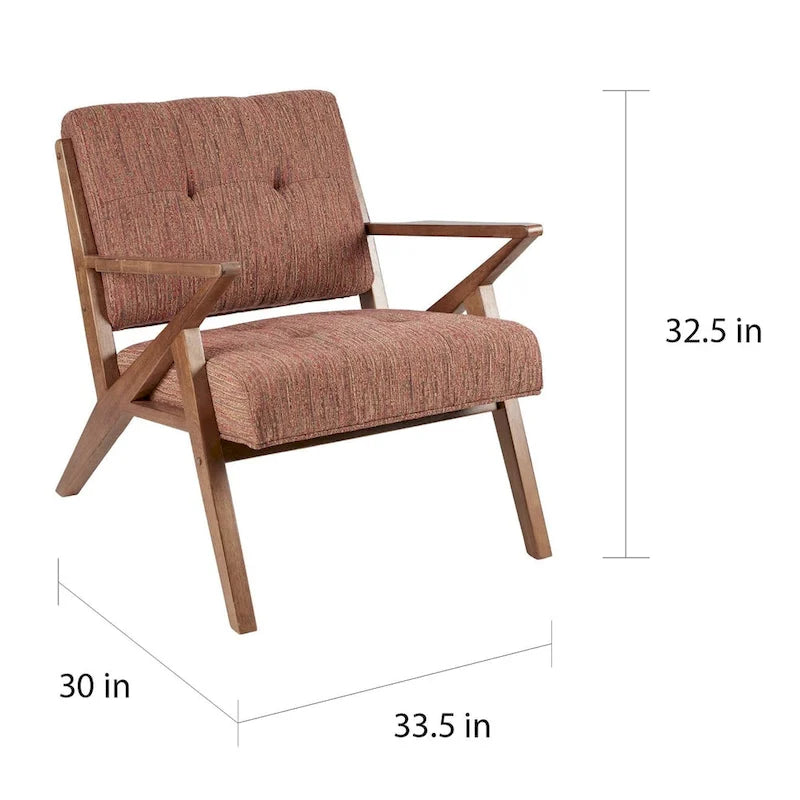 Upholstered Arm Chair with Angled Wood Frame