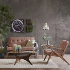 Upholstered Arm Chair with Angled Wood Frame