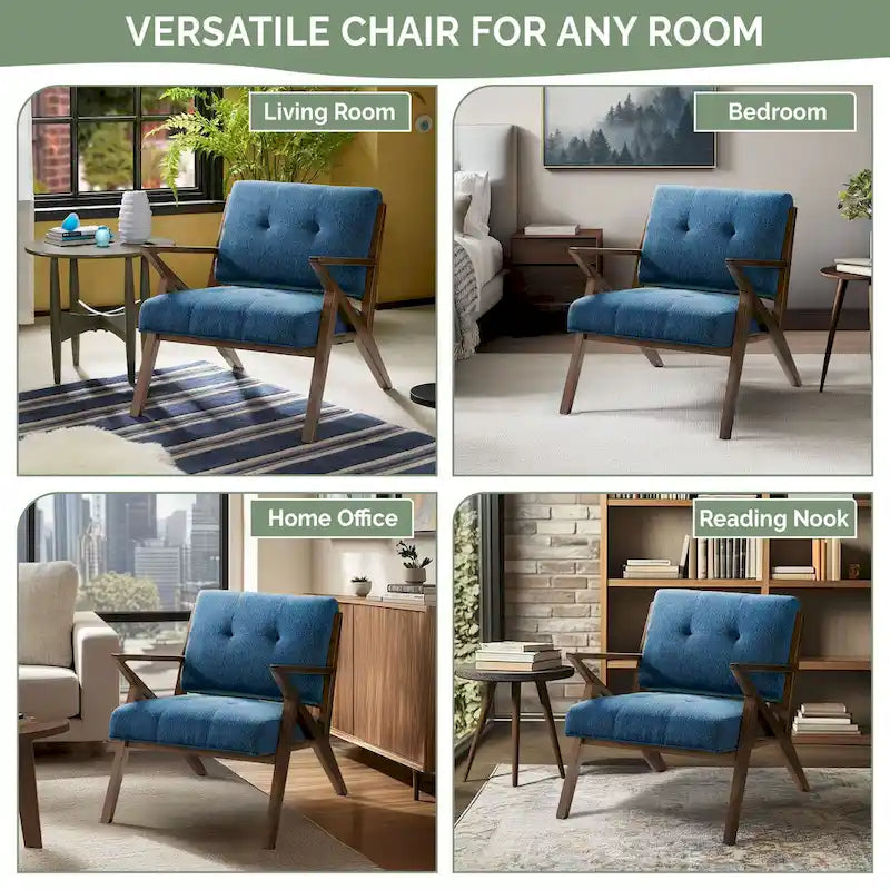 Upholstered Arm Chair with Angled Wood Frame