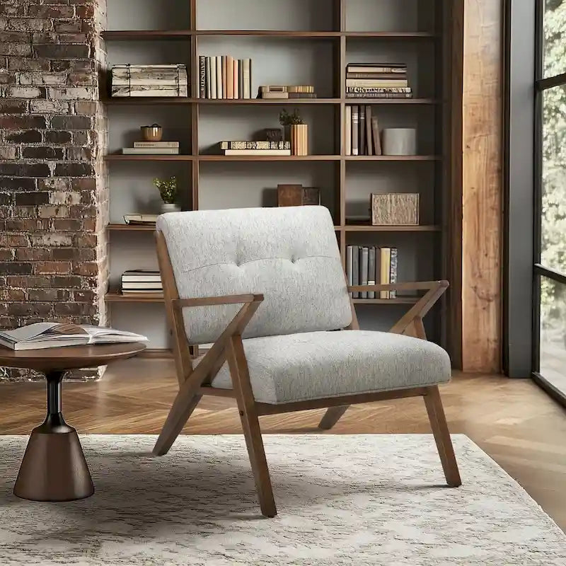 Upholstered Arm Chair with Angled Wood Frame