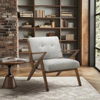 Upholstered Arm Chair with Angled Wood Frame