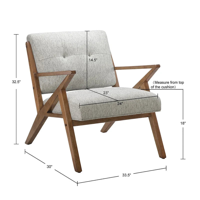Upholstered Arm Chair with Angled Wood Frame